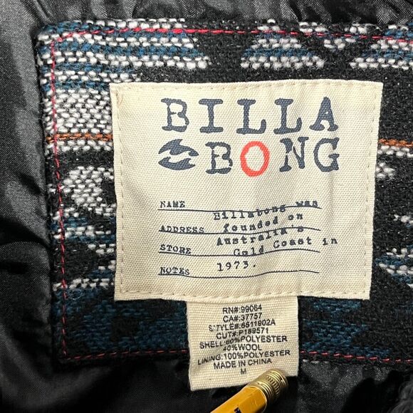 Billabong Poncho Jacket Womens Medium Black Wool Blend Heavyweight Outerwear - Picture 7 of 13